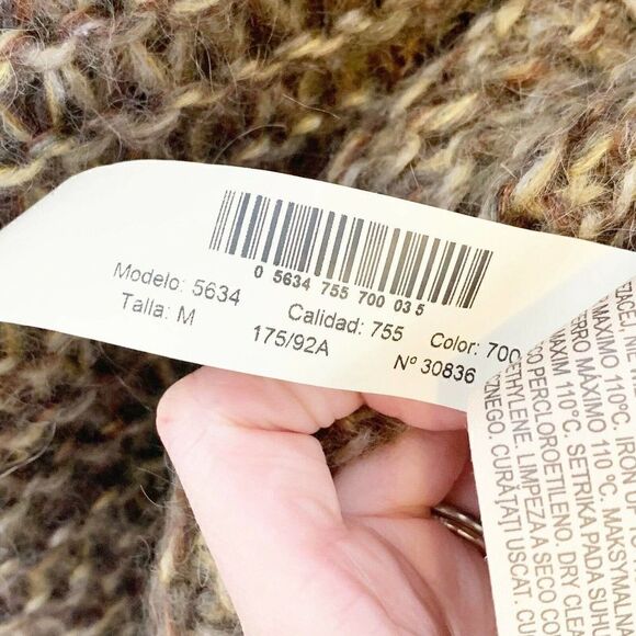 MASSIMO DUTTI Made in Italy Tan Oversized Chunky Knit Mohair Sweater US Medium - Picture 8 of 10